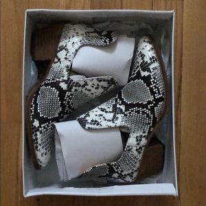 Size 7.5 faux snakeskin print booties